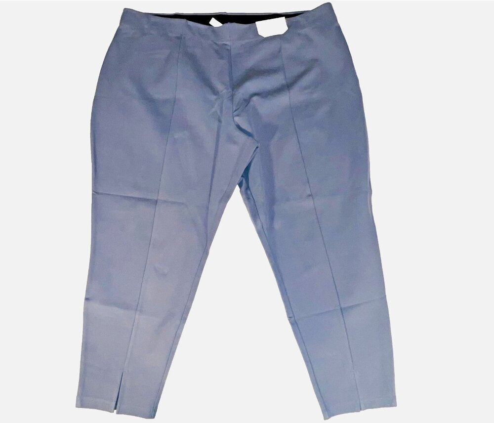 Stylus NWT Women's 3X Ankle Pants Gray Stretch Pullon High Rise Slit Front Leg